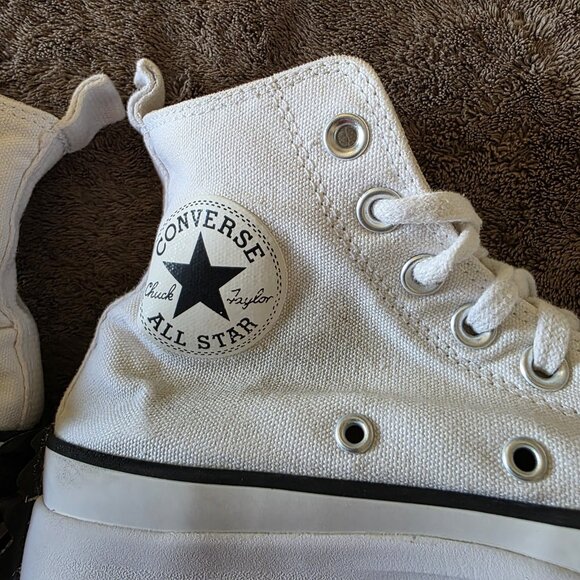 Converse Run Star Platform High Top White Women’s 8 Men’s 6.5 Canvas Sneakers - Picture 14 of 16